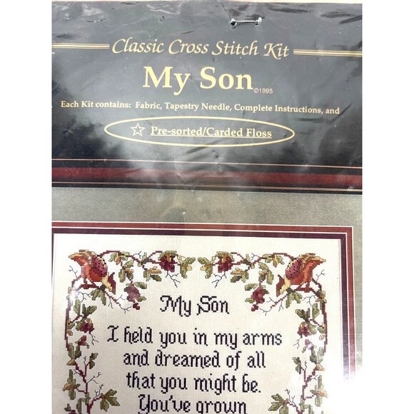 Classic Cross Stitch Kit My Son" By Cross My Heart Inc. Pre-Sorted Carded Floss - Picture 3 of 5